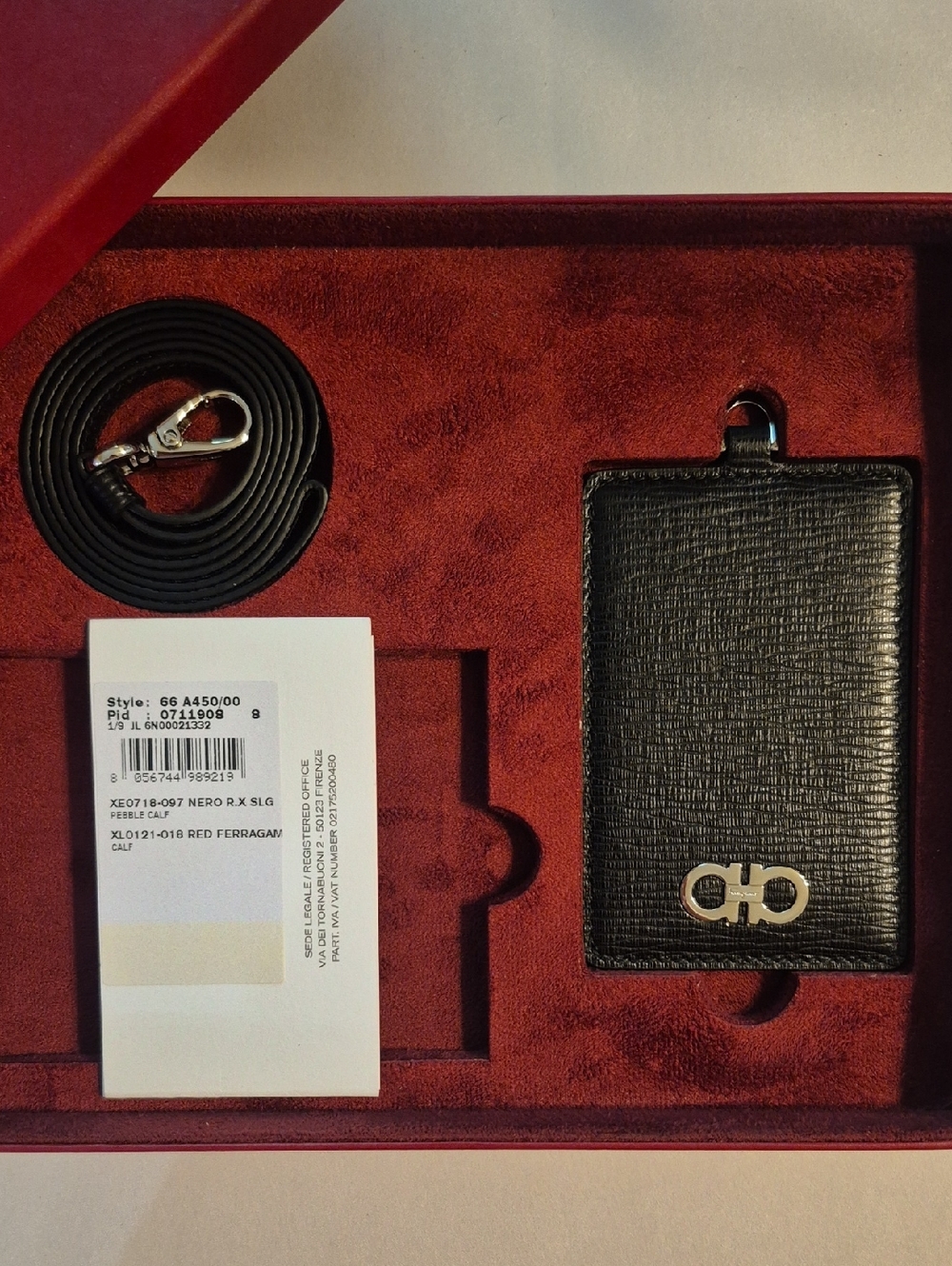 Salvatore Ferragamo Black Leather Card Holder with Belt Gift Set